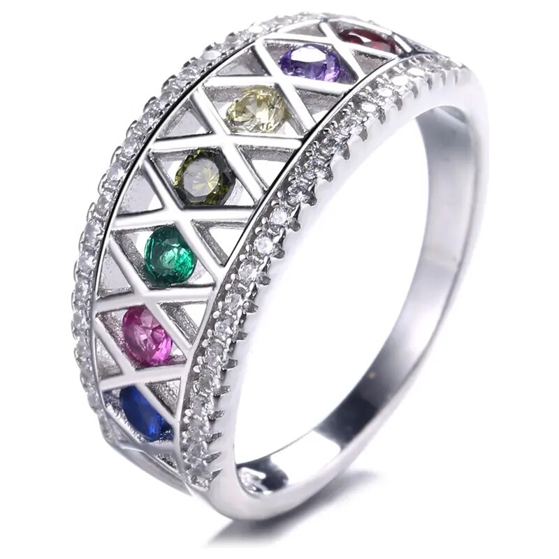 MAJYA Strieborný prsteň DUHA 10198/7 64581425