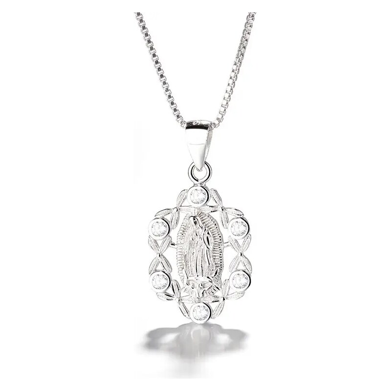 MAJYA Strieborný prívesok s retiazkou PANNA MARIA so zirkónmi 10230 64581674