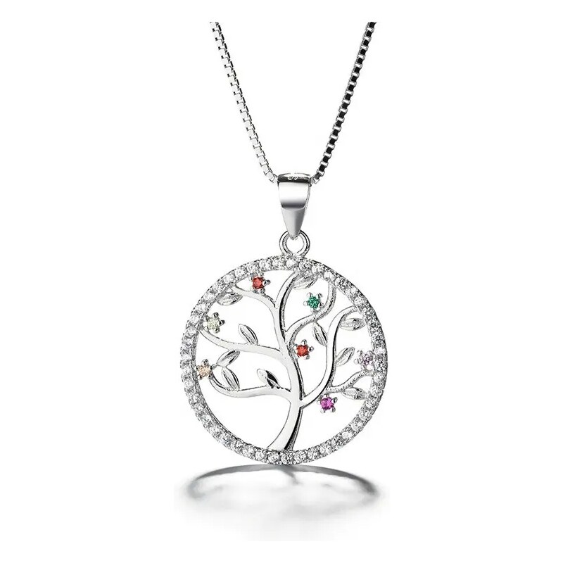 MAJYA Strieborný prívesok s retiazkou TREE OF LIFE farebné zirkóny 64581707