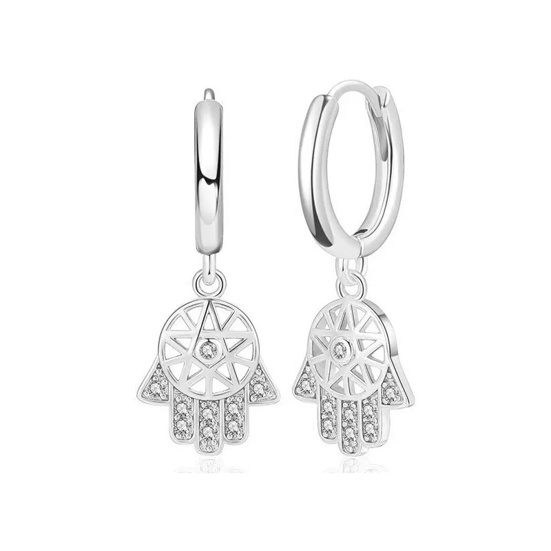MAJYA Strieborné náušnice HAMSA ruka 10407 64581533
