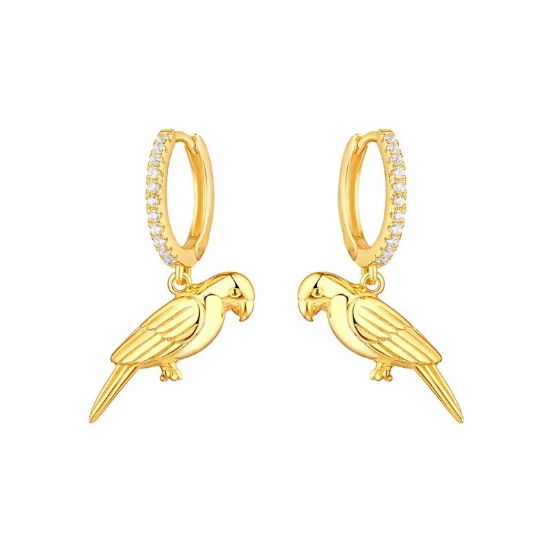 MAJYA Strieborné náušnice PARROT pozlátené 10398 64581525