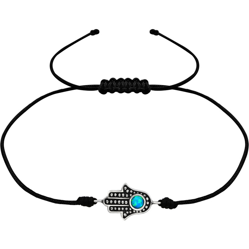 MAJYA Náramok čierny s príveskom HAMSA 10587 64581153