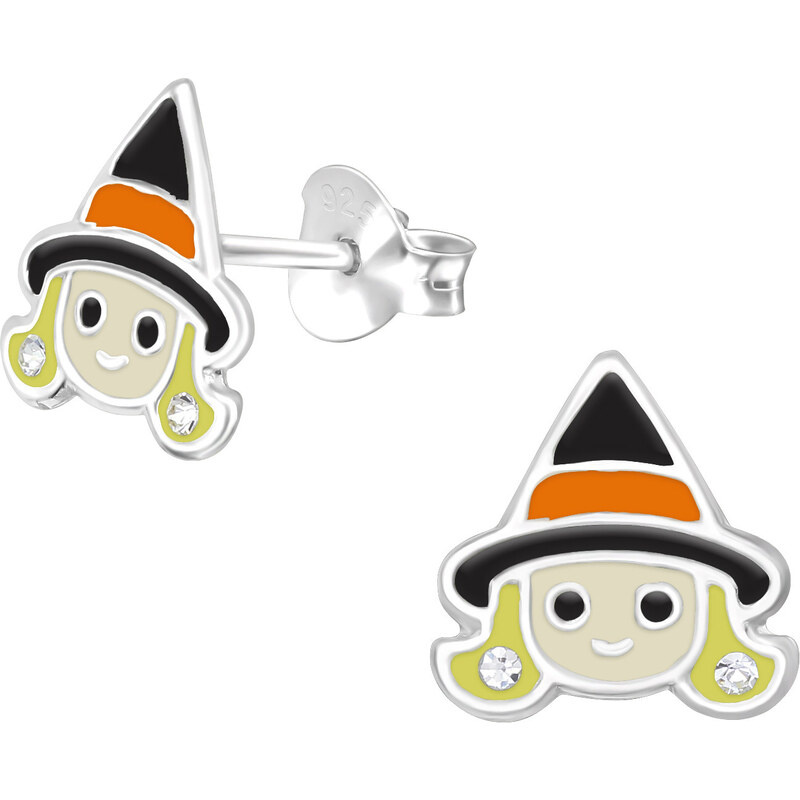 MAJYA Strieborné náušnice ČARODAJKA s klobúkom 10577 64581221