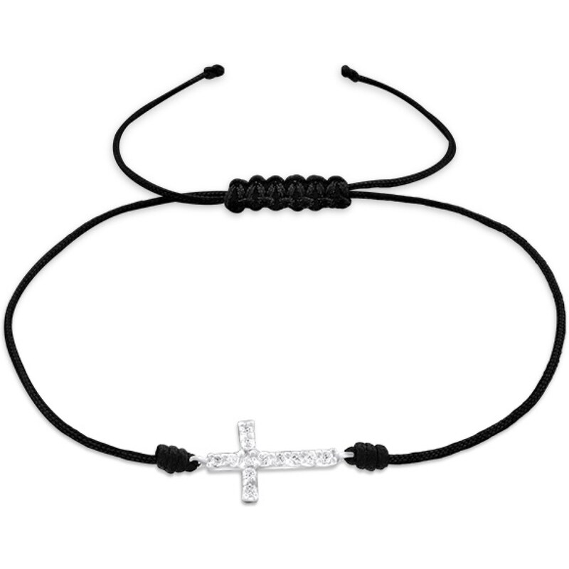 MAJYA Náramok čierny s príveskom KRÍŽOK 10590 64581155