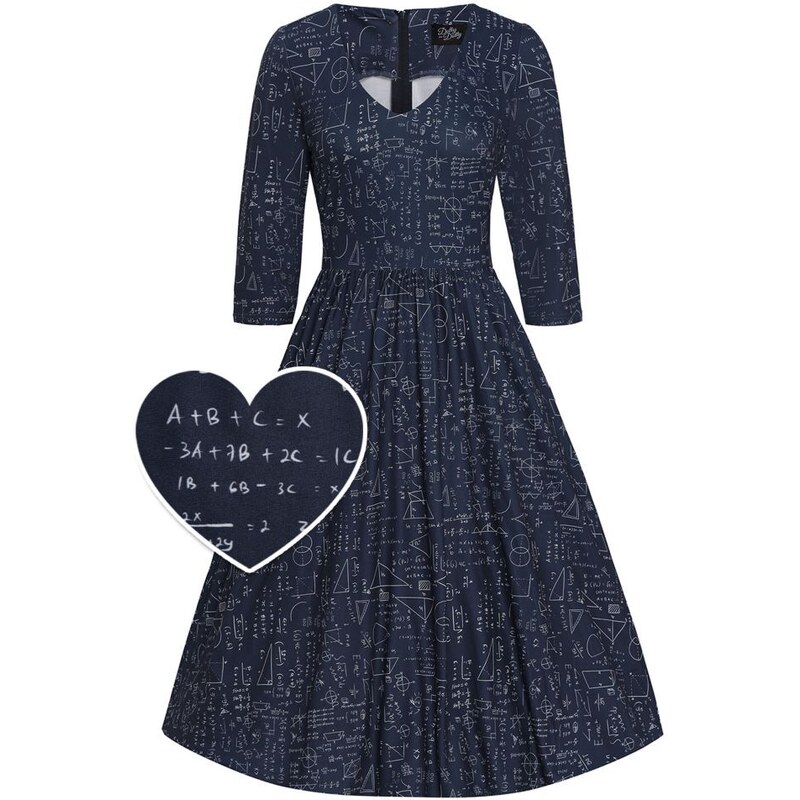 Dolly and Dotty Billie Modré midi šaty Matematika 46350503
