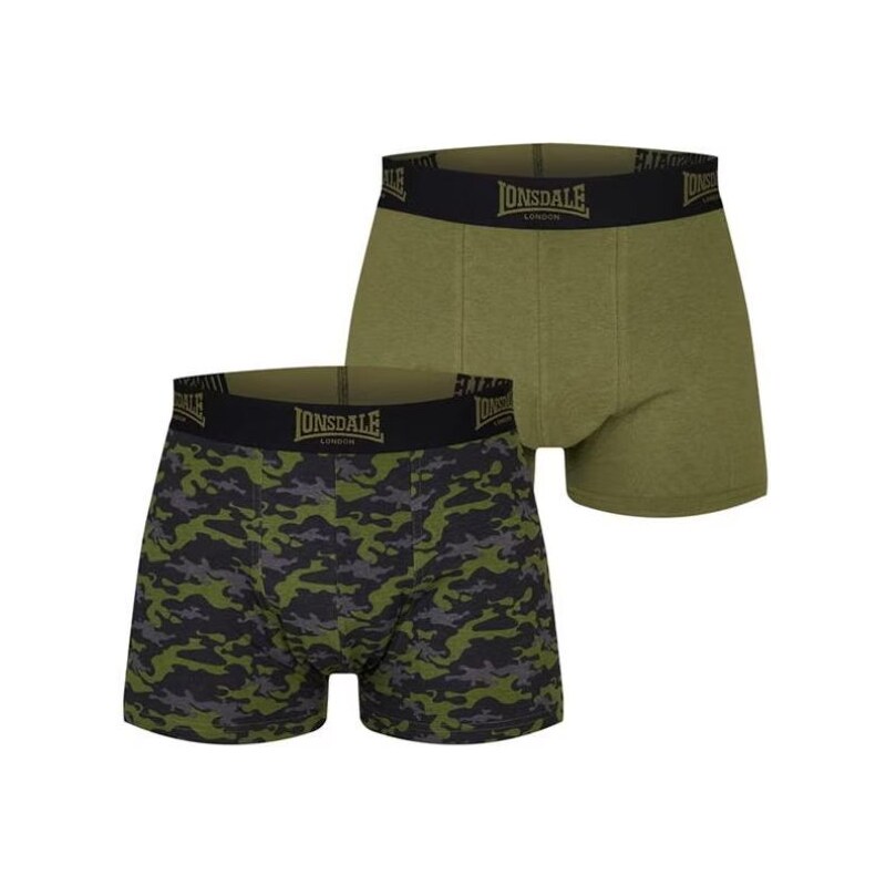 Prémiové Pánske Trenky Lonsdale 2ks zelené khaki Zelená S 46351603
