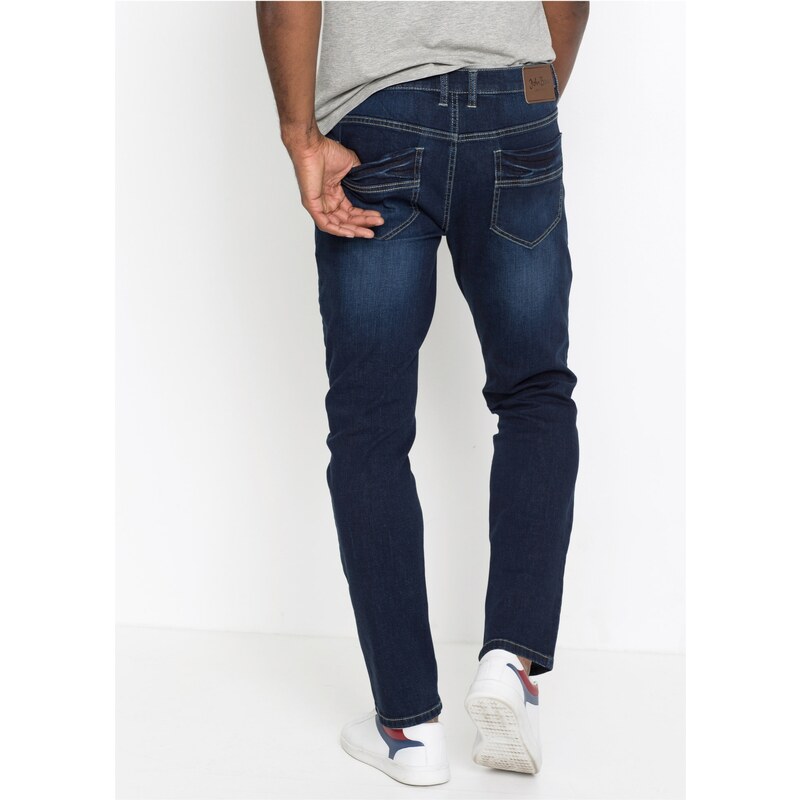 bonprix Strečové džínsy Regular Fit Tapered, farba modrá