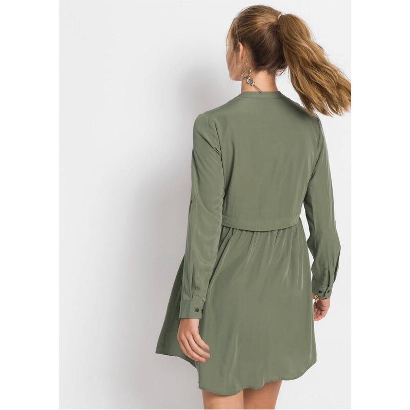 bonprix Krátke košeľové šaty, farba zelená