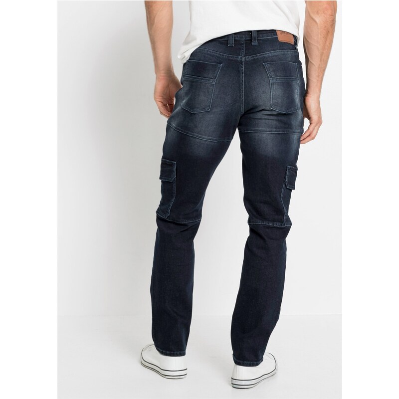 bonprix Strečové džínsy, kapsáčové, Slim Fit, rovné, farba modrá