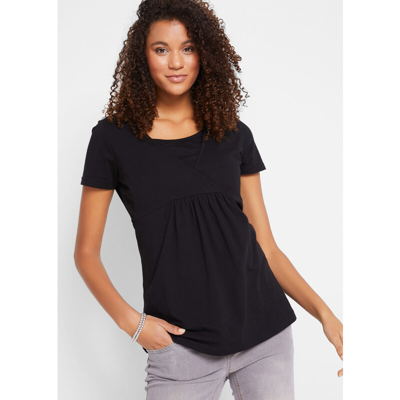 bonprix 2v1 tehotenské tričko na dojčenie, 2 ks, farba čierna 44734285