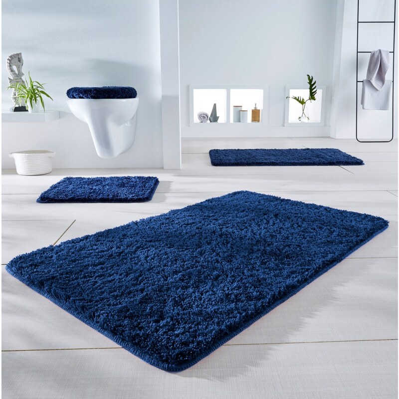 bonprix Kúpeľňová predložka s vysokým flórom, farba modrá, rozm. Predložka pred stojacie WC 45/50 cm