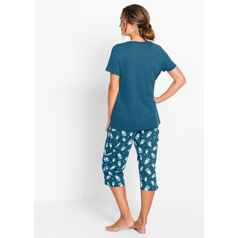 bonprix Pyžamo Capri s krátkymi rukávmi, farba modrá