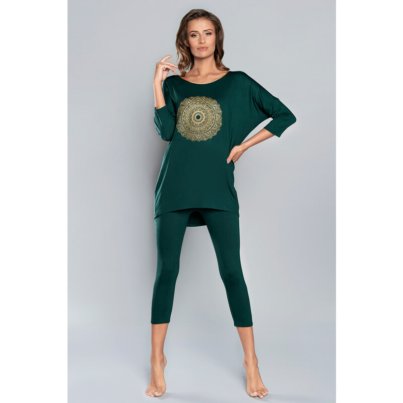 Italian Fashion Zelené dámske pyžamo Mandala, Farba zelená 20150803