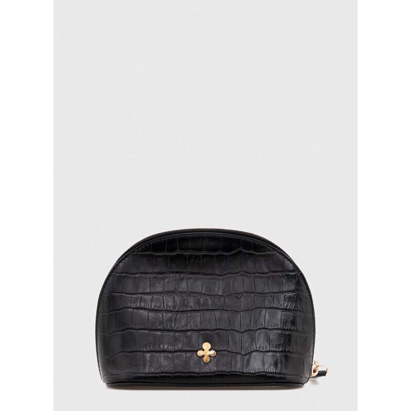 Kožená kozmetická taška Lilou čierna farba,POUCH/BLACRO/PO