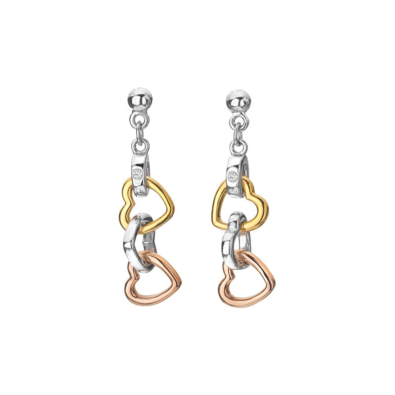 Hot Diamonds Pôvabné strieborné tricolor náušnice s diamantmi Trio 66582645
