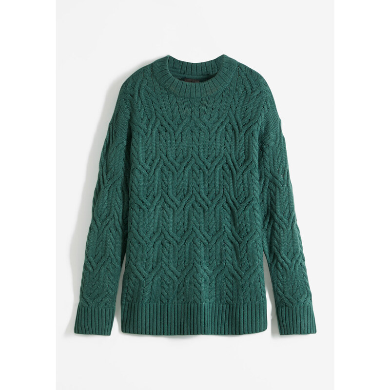 bonprix Pulóver s osmičkovým vzorom, farba zelená 46202125