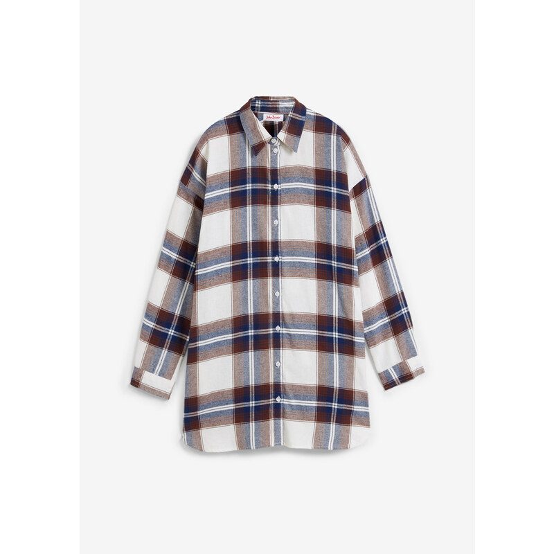 bonprix Dlhá flanelová košeľa z čistej bavlny, farba modrá 46202336