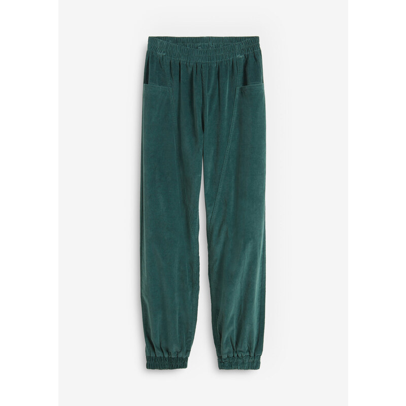 bonprix Kordové nohavice z bavlneného mixu, farba zelená 46202444