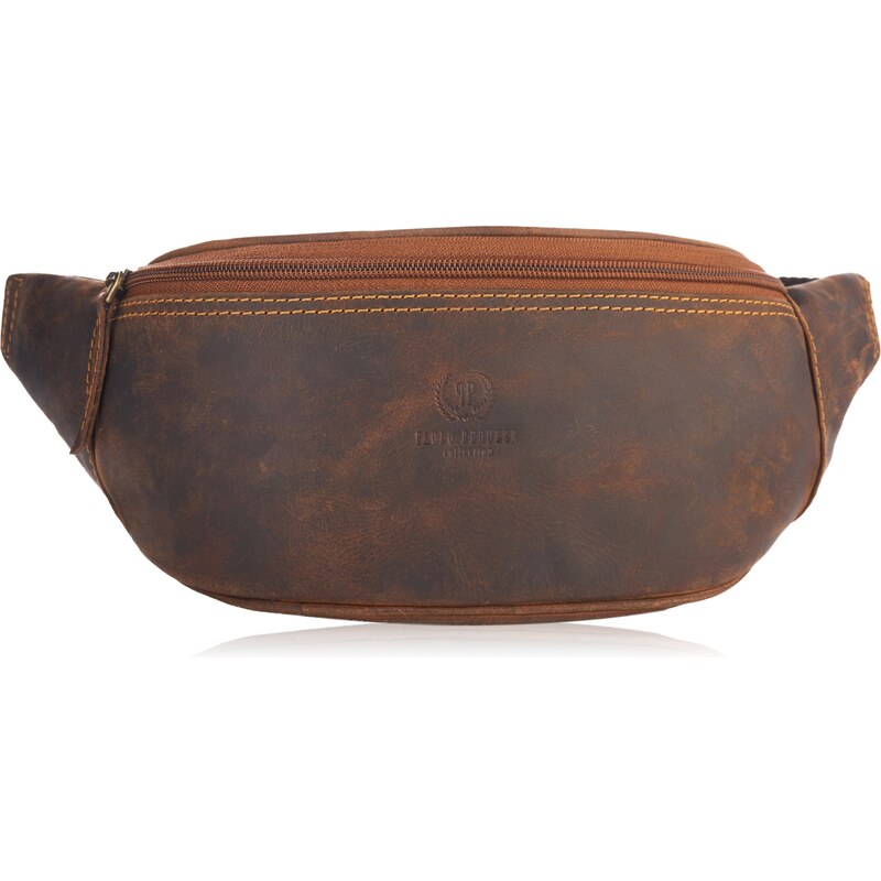PAOLO PERUZZI Kožená ľadvinka Vintage T-89-HBR | hnedá T-89-HBR 46381196