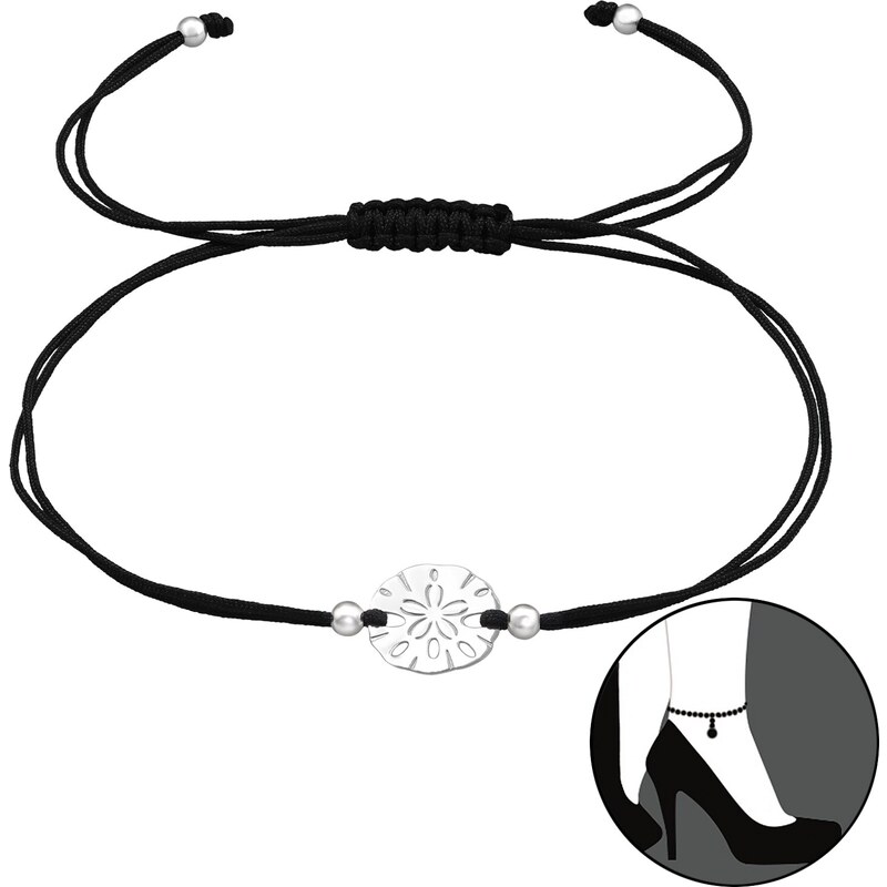 MAJYA Náramok čierny s príveskom KVETY 10623 64581157