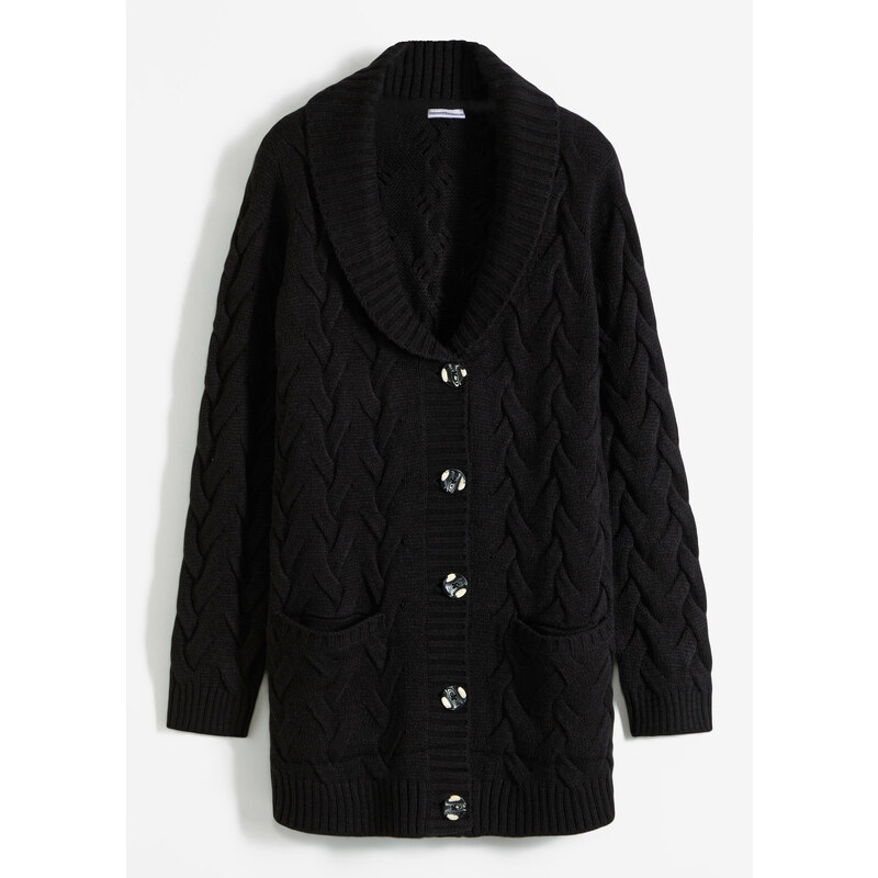 bonprix Pletený sveter so šálovým golierom a osmičkovým vzorom, farba 44790352