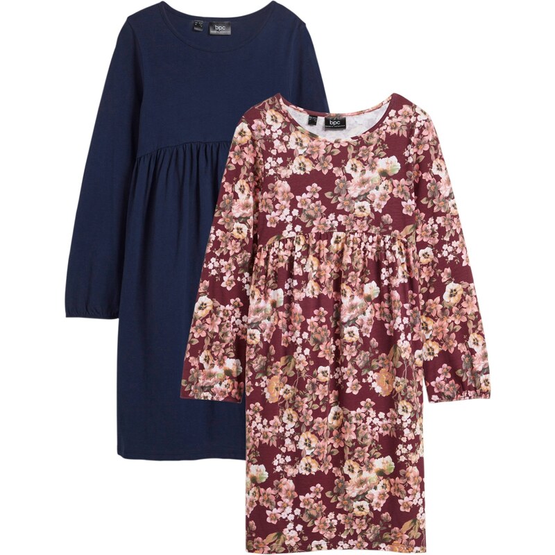 bonprix Džersejové šaty, z čistej bavlny (2 ks v balení), farba modrá 46385936