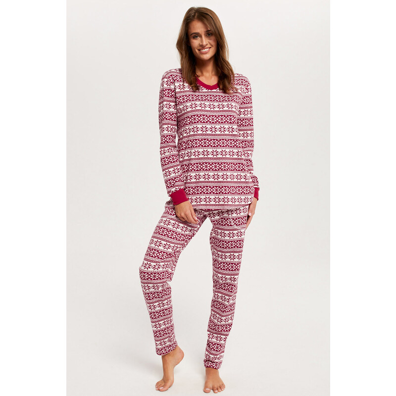 Italian Fashion Vianočné dámske bavlnené pyžamo s nórskym vzorom 46391377