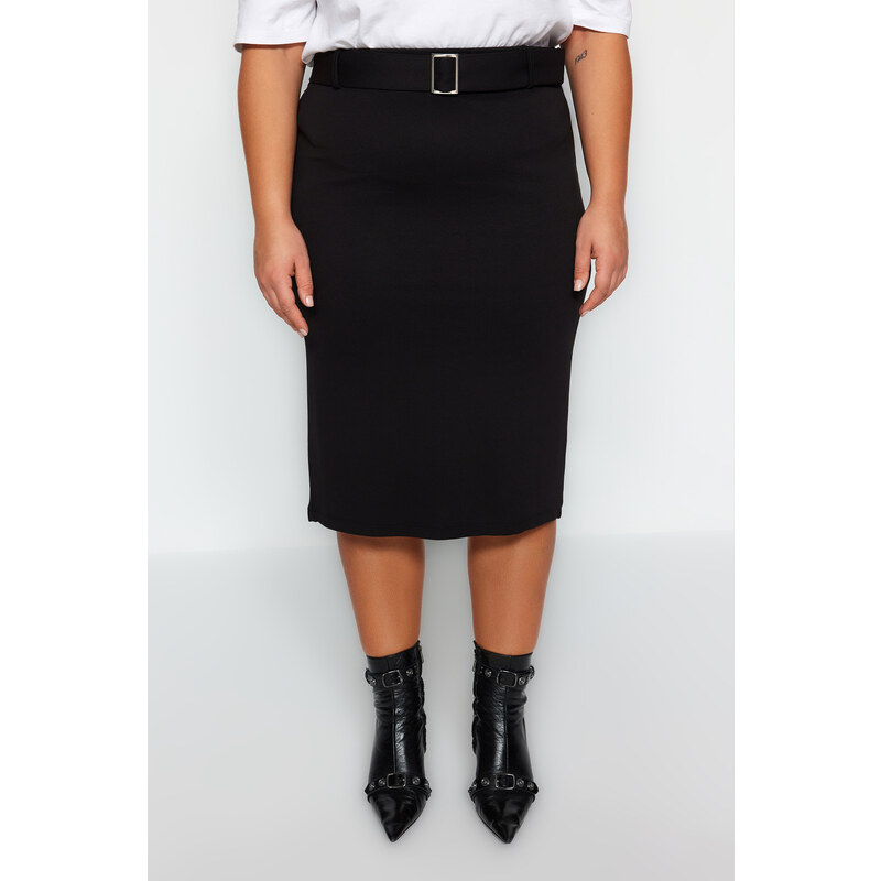 Trendyol Curve Black Pencil Knitted Skirt