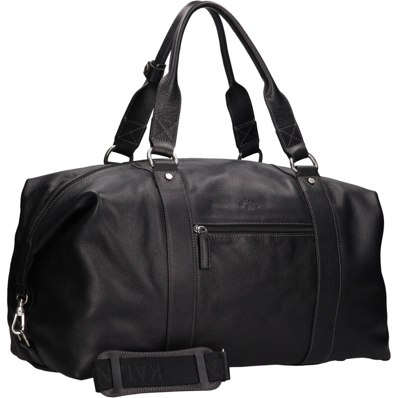 Cestovná kožená taška Katana Trev - čierna