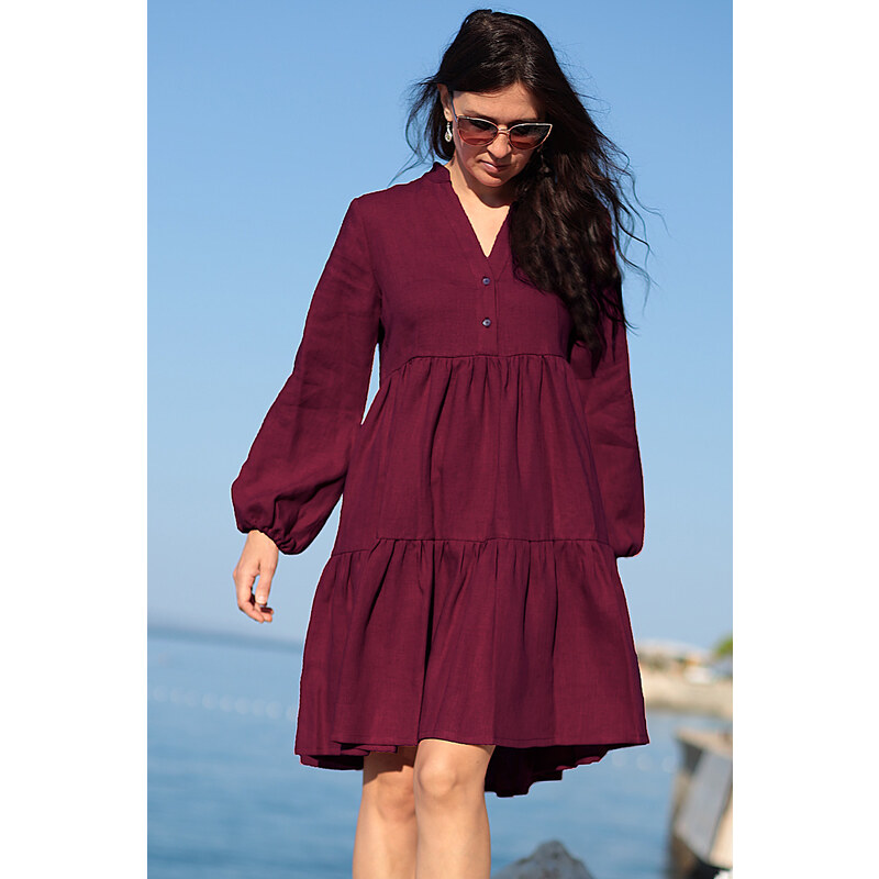 Volné šaty Lotika zo 100% lanu 61806026