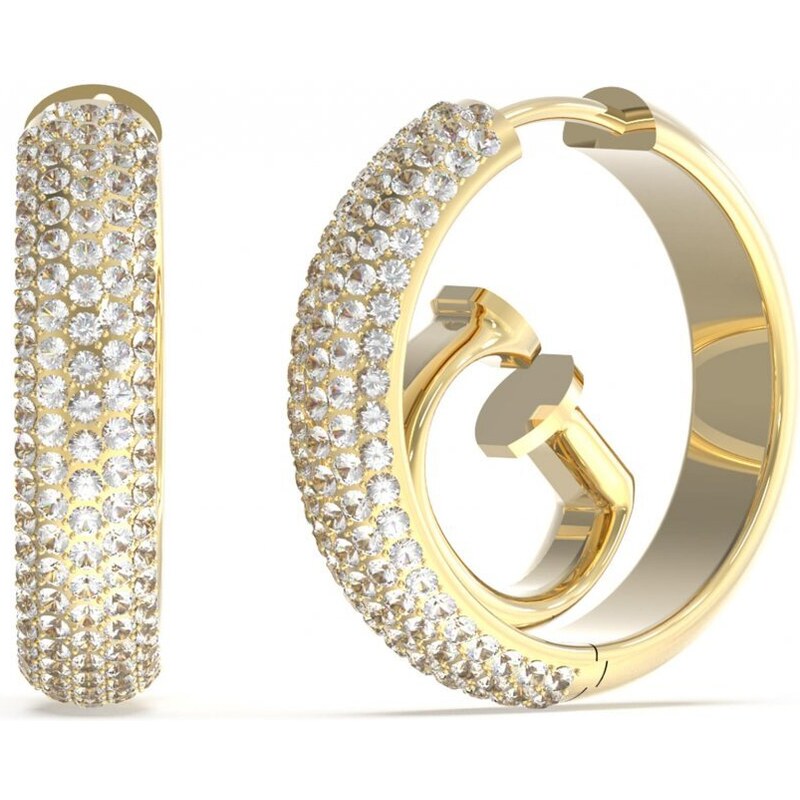 Guess Pôvabné pozlátené kruhy so zirkónmi Crazy Earrings 66581641