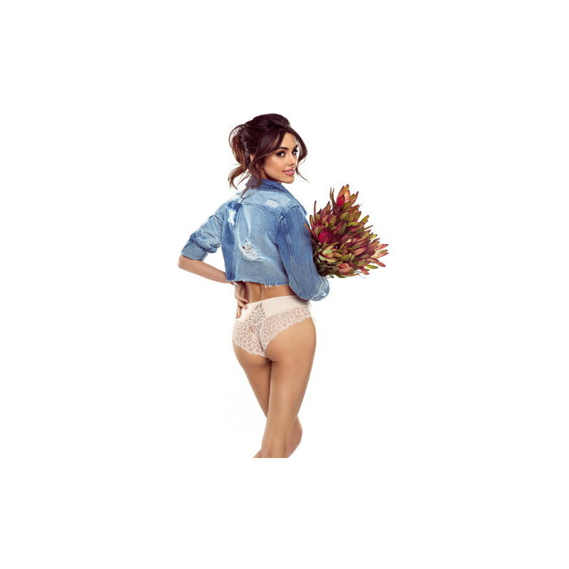 Lapinee Bavlnené nohavičky s čipkou laserom strihané Sarah 5016 béžové 46466286