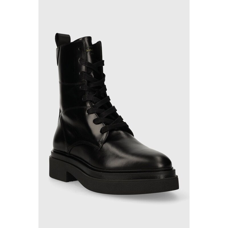 Kožené členkové topánky Gant Zandrin dámske, čierna farba, na platforme, 27541381.G00