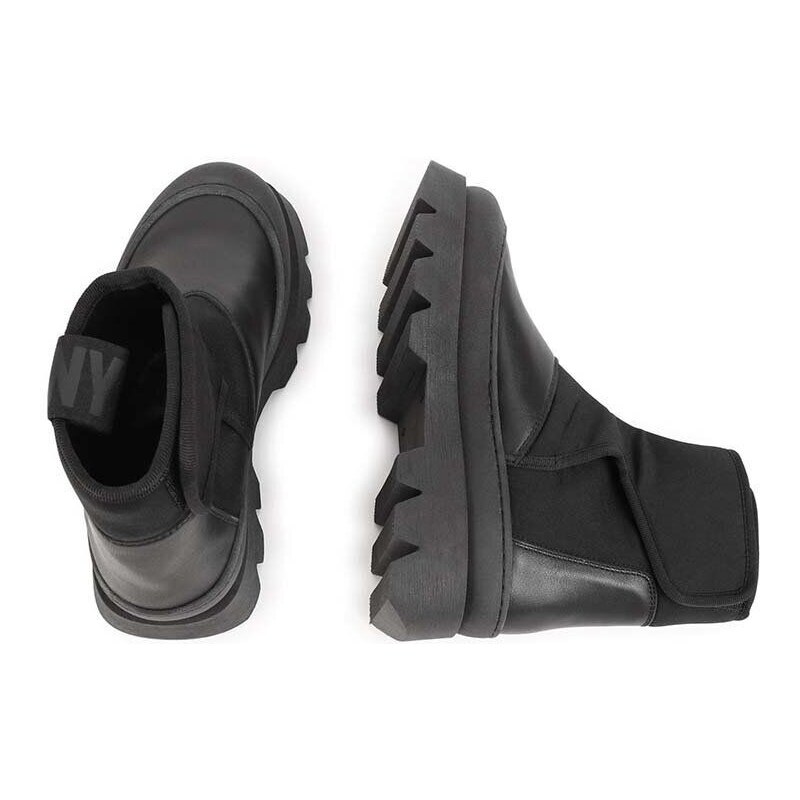 Detské kožené topánky Dkny čierna farba