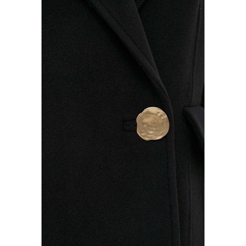 Vlnený kabát Beatrice B čierna farba, prechodný, oversize