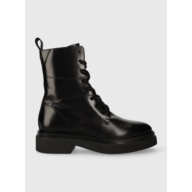 Kožené členkové topánky Gant Zandrin dámske, čierna farba, na platforme, 27541381.G00