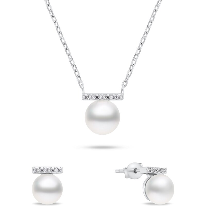 Brilio Silver Strieborný set šperkov s pravými perlami a zirkónmi 66594561