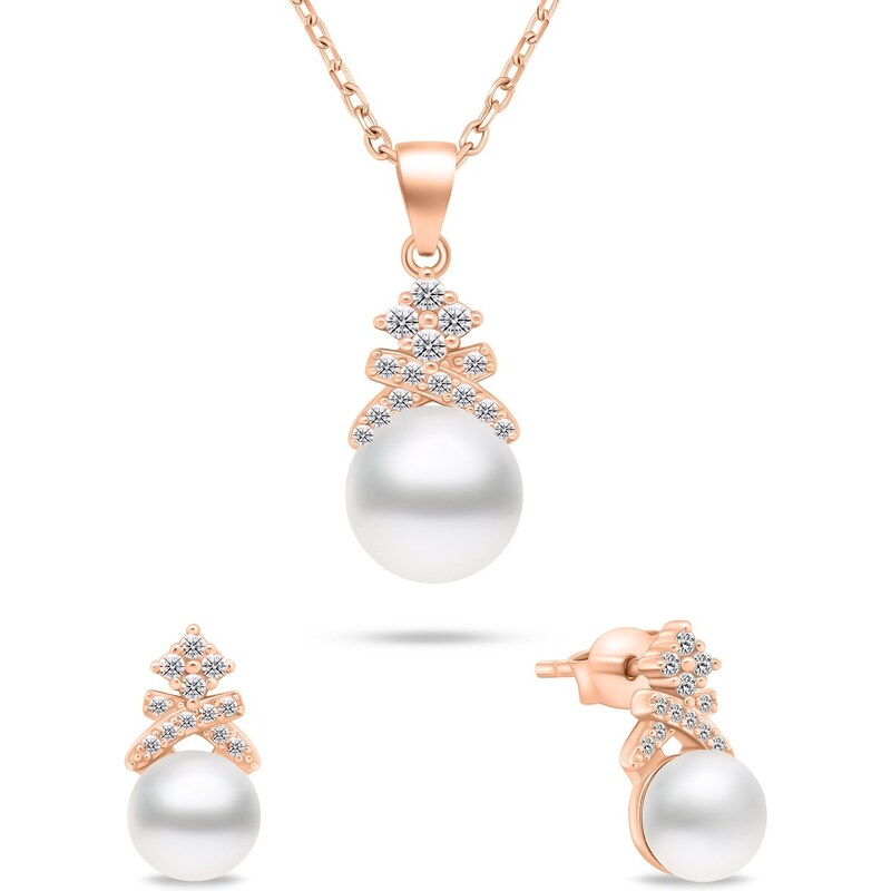 Brilio Silver Pozlátený set šperkov s pravými perlami SET238R 66587368