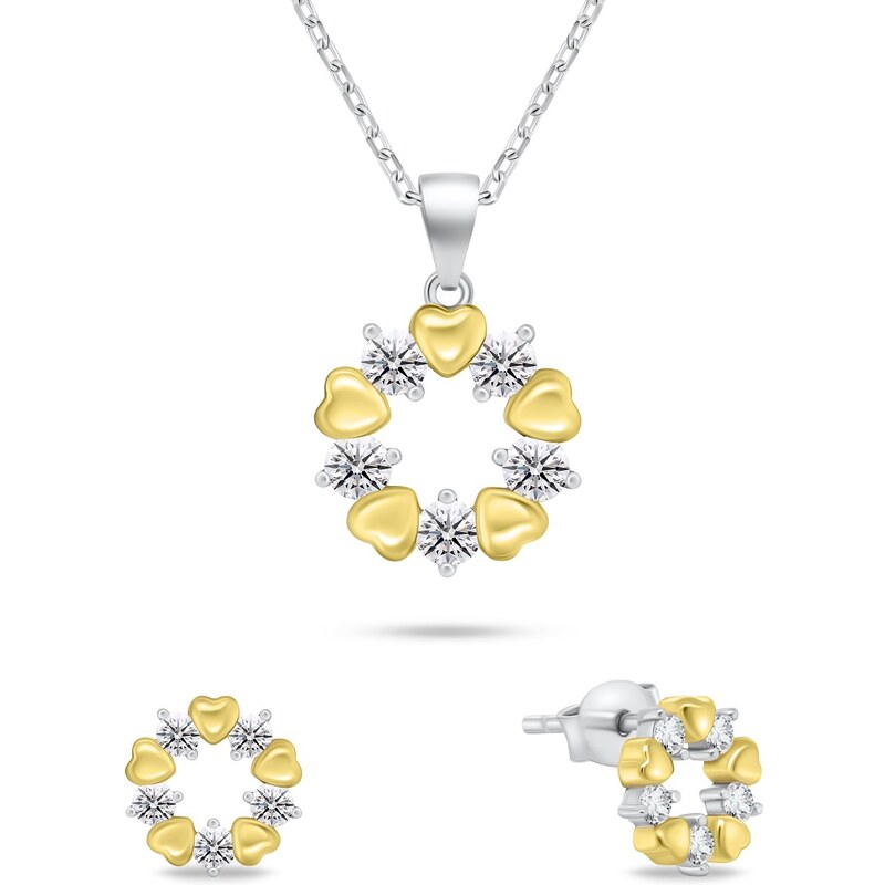 Brilio Silver Nežný bicolor set šperkov so zirkónmi SET239WY (náušnice 67909099