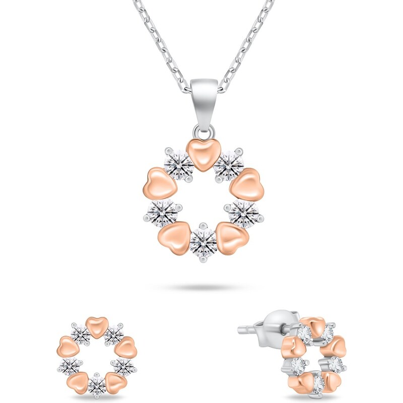 Brilio Silver Nežný bicolor set šperkov so zirkónmi SET239WR (náušnice 67895716