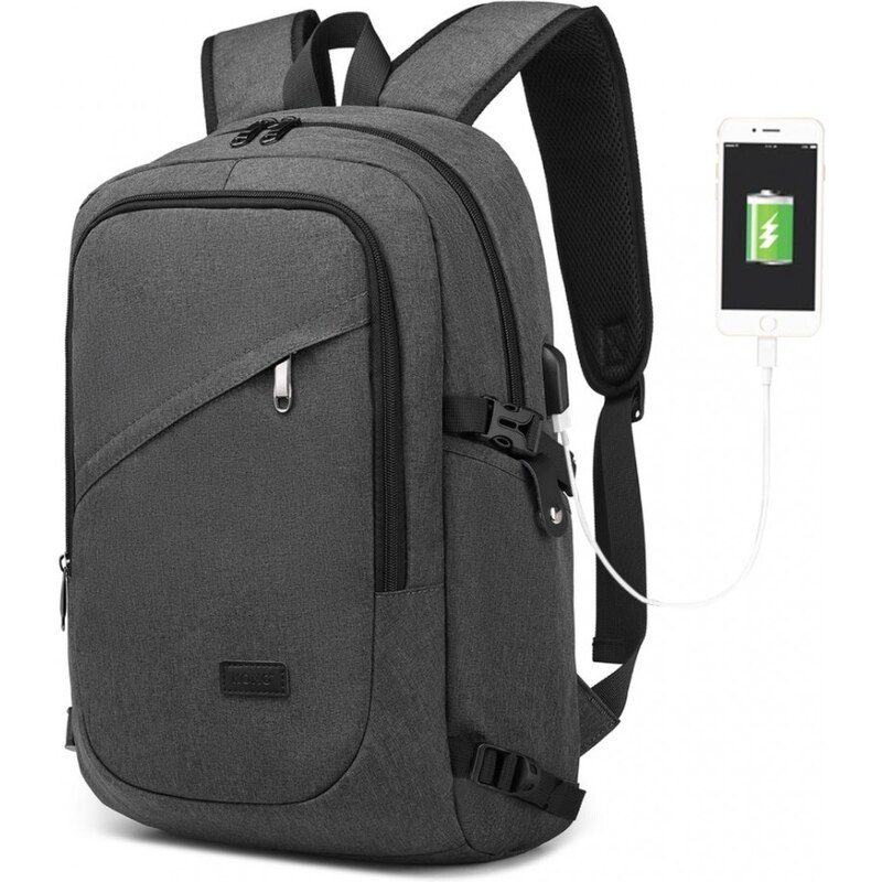 KONO Ruksak - školský, pracovný s usb nabíjaním, tmavošedý 63296530