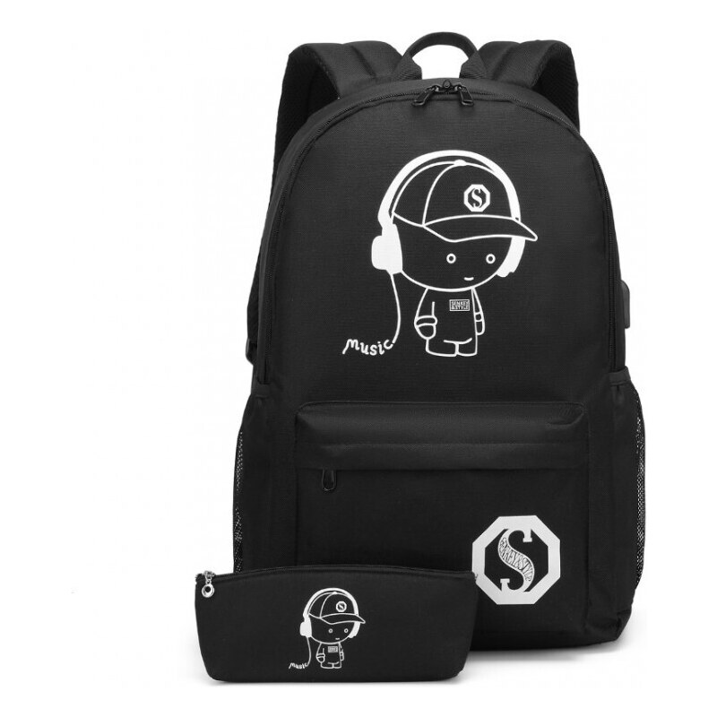 KONO Batoh - svietiaci v tme s peračníkom, čierny 46491165