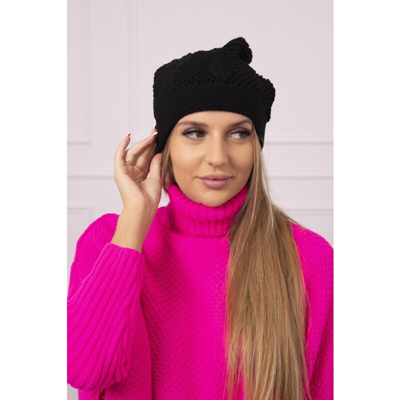 MladaModa Dámska čiapka Uliana K408 čierna 46491214