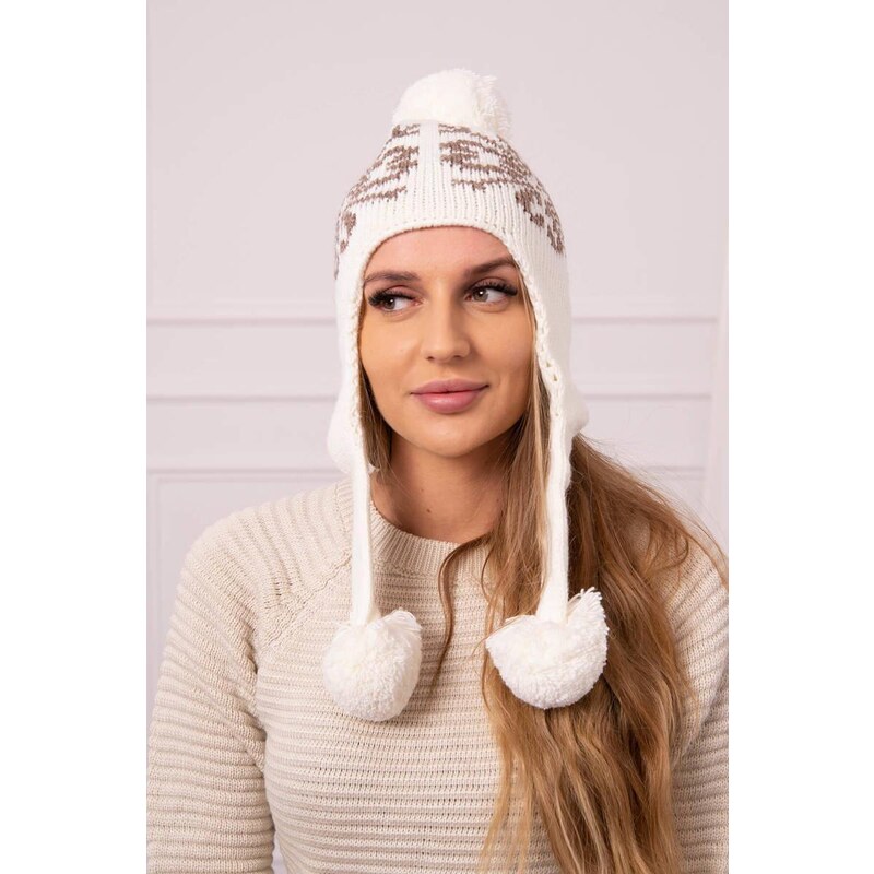 MladaModa Dámska čiapka s dlhými ušami Balbina K381 svetlá ecru 46491267