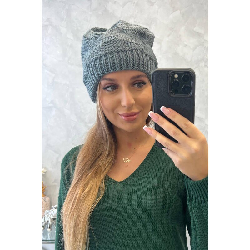 MladaModa Dámska čiapka Nastia K373 tmavošedá 46491308