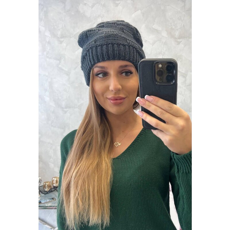 MladaModa Dámska čiapka Nastia K373 grafitová 46491306