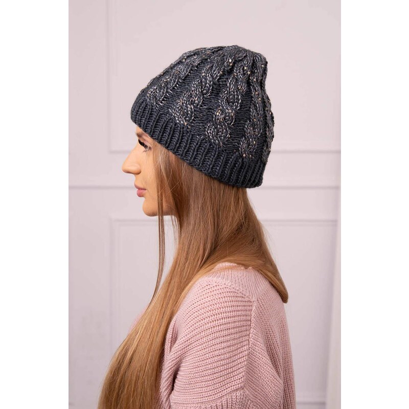 MladaModa Dámska čiapka Kalina K362 grafitová+biela 46491339