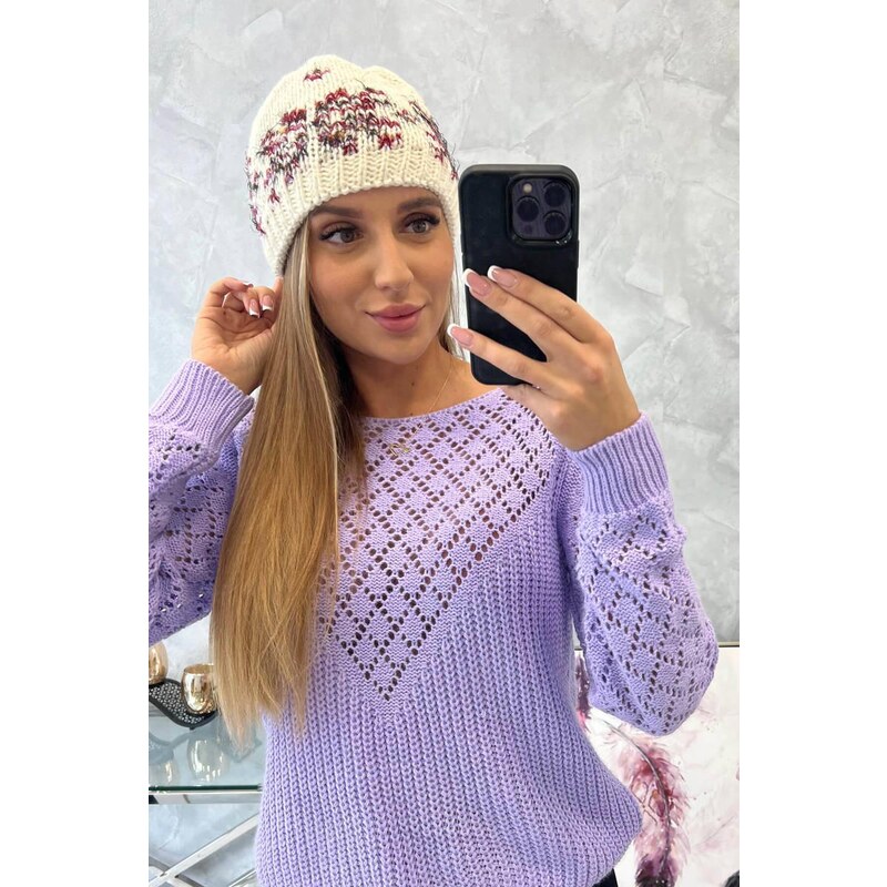 MladaModa Dámska čiapka Florencia K350 farba ecru+bordová 46491355