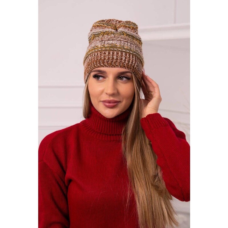 MladaModa Dámska čiapka Patricia K254 farba khaki+camel 46491386