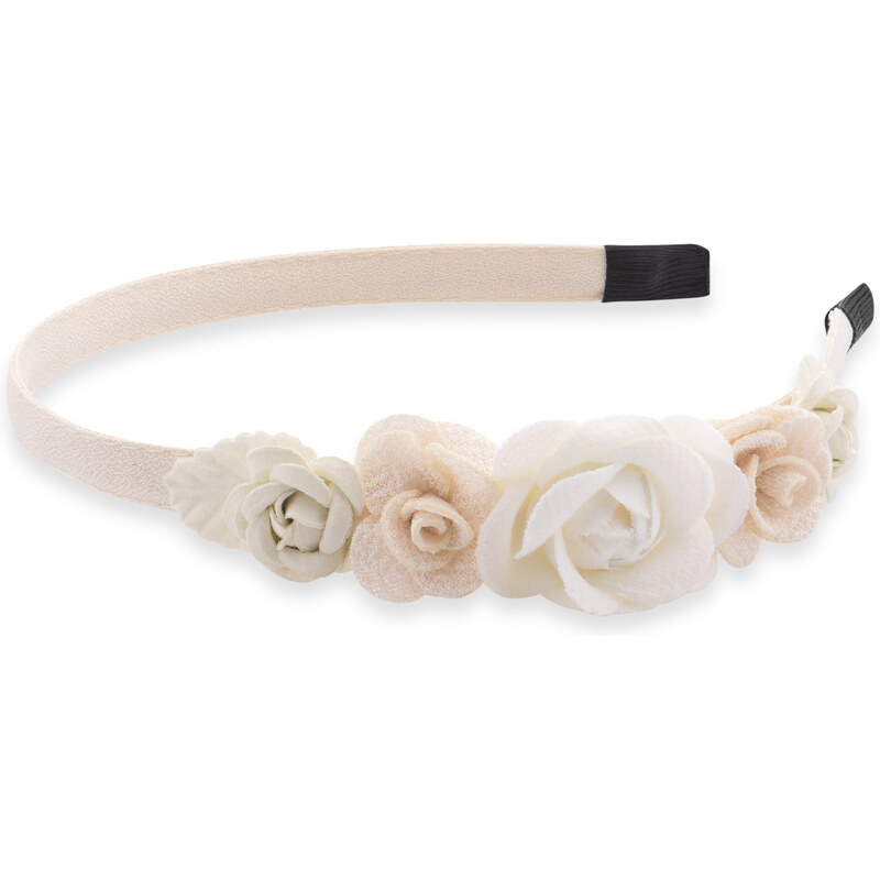 Troli Slušivá bežová čelenka do vlasov s kvetinami 66592658